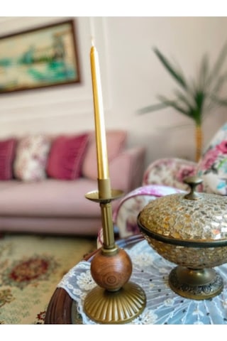 Tekli Pino Mumluk Ahşap Top Detaylı Eskitme