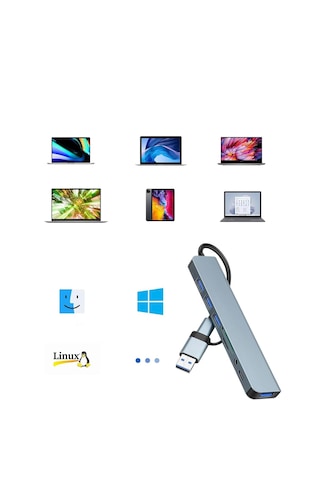 Microcase AL4615 Type C To USB 3.0 7 İn1 Port Çoğaltıcı Hub Adaptör