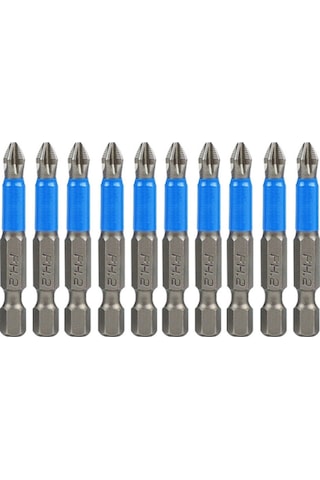 Yaozixia 10 Adet Manyetik 50mm 1/4 İnç Ph2 Çapraz Tornavida Matkap Uçları Elektrikli Tornavida İçin Onaltılık Şaft Kaymaz