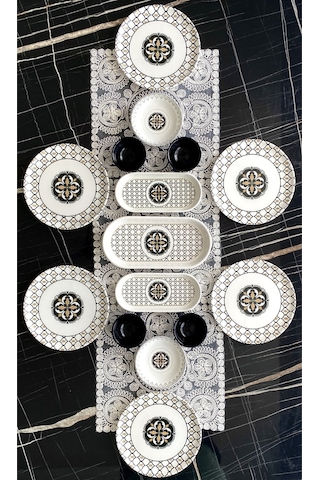 Liva Model 6 Kişilik 15 Parça Kahvaltı Takımı Siyah