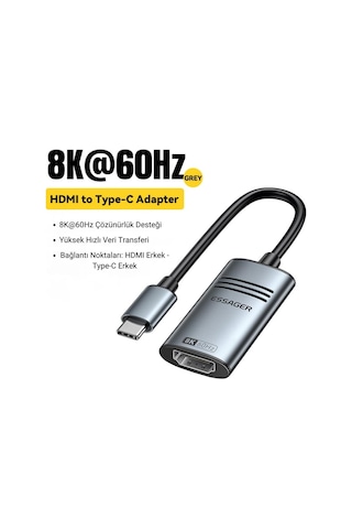 Essager 8k 60hz Type C To Hdmi Çevirici Adaptör, Ses Ve Görüntü Aktarıcı, Type C Hdmi Ekran Çoğaltıcı