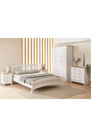 Lrya Modern İnci Beyaz Çift Kişilik Karyola