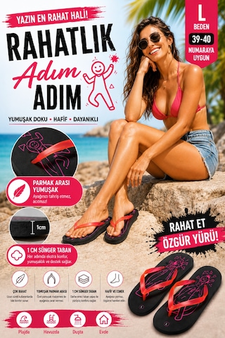 Pazarız Basic Parmak Arası Terlik Unisex Kadın Erkek Çocuk Eva Plaj Terliği Flip Flop Yazlık Deniz Havuz Günlük Kullanım Rahat Yumuşak Taban Acıtmaz Hafif Kaymaz Terlik Siyah Pembe