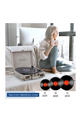 Record Master ST14012 Bluetooth Özellikli Retro Pikap Bej