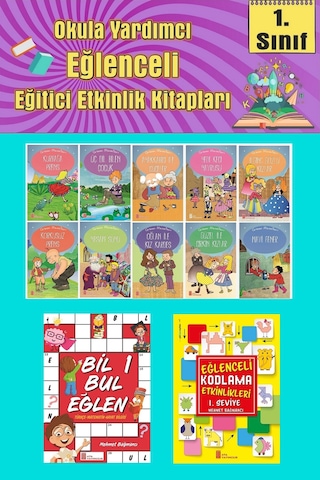 1.sınıflar İçin Okumayı Sevdiren 10 Lu Hikaye Seti -bil Bul Eğlen-kodlama Okulda Evde Tatilde