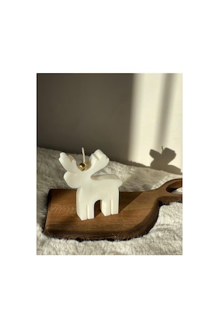 Dekoratif Hediyelik Geyik Mum Soywax Beyaz Yılbaşı Hediye Pine Tree Candle Beyaz