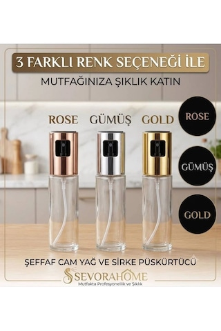 Yağ Sirke Püskürtücü Cam Sprey Şişe Yağdanlık Ve Limon Püskürtme Şişesi 100 Ml Rose