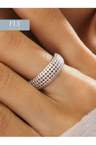 Fly Jewelry 925 Ayar Geniş Gümüş Yüzük 256687268 Gri