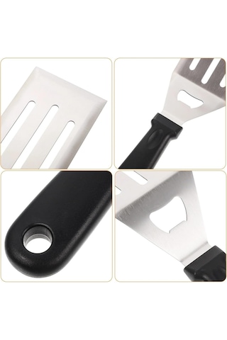 Mallart Paslanmaz Çelik Geniş Mutfak Spatulası - Isıya Dayanıklı Sert Plastik Saplı Krep Ve Omlet Çevirici, Es Diğer