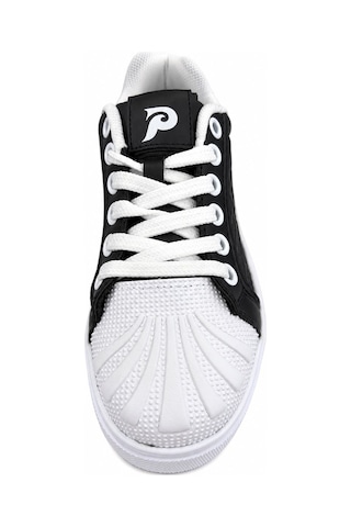 Papucumun Dünyası Poiz Unisex Kalın Tabanlı Retro Court Sneaker Beyaz - Siyah