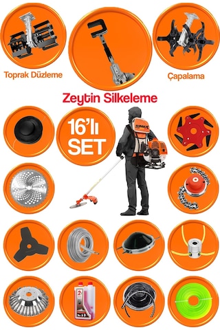 Stilmax STL20HZ 20HPX Benzinli Sırt Tırpan Toprak Eşeleme Akrobat Çapalama + Zeytin Sallama Seti