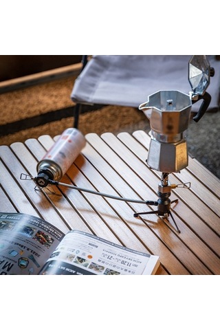 Ebitda Katlanabilir Alüminyum Gaz Ocak Adaptörü, Üçayak Braket, Uzatma Hortumu, Kamp Pişirme Aksesuarı, Siyah Siyah