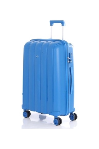 Mçs Bavul Orta Ve Kabin 2li Set Kırılmaz Silikon Valiz V305 Saksmavi Çok Renkli