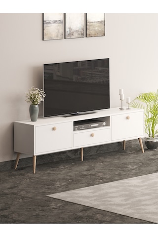 Beyza Ahşap Ayaklı 180 Cm Beyaz Tv Sehbası