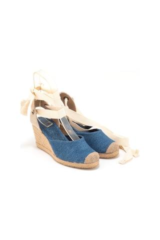 Star Tombis Gerçek Elişi Ipli Espadril Dolgu Topuk Keten Espadril Handmade Mavi