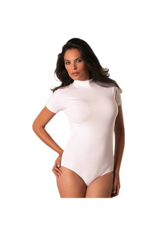 Balıkçı Yaka Kısa Kollu Body 4056 Beyaz