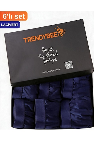 Cnt Erkek Boxer Likralı 6'lı Lacivert Renk Premium Paket Trendybee Lacivert Lacivert