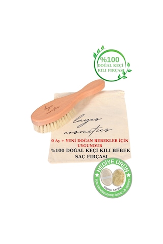 Layes Doğal Keçi Kılı Bebek Saç Fırçası ve Doğal Ahşap Tarak