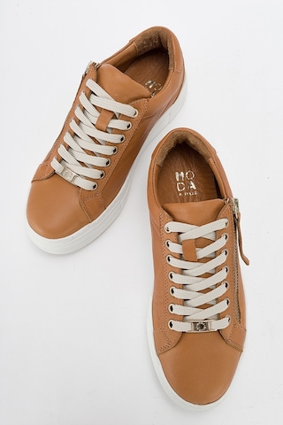 Luvishoes Berly Taba Hakiki Deri Kadın Sneakers Taba