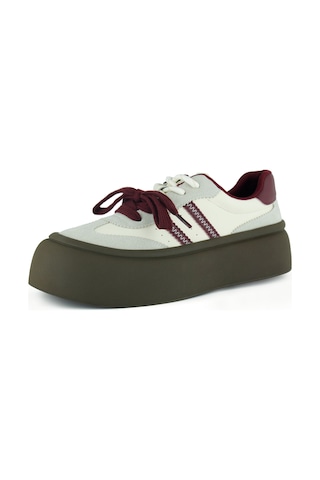 Erkan Saçmacı 261-bdl2000 Gri Bordo Vegan Çift Bağcıklı Yuvarlak Burun Flatform Taban Günlük Sneaker Spor Ayakkabı Gri - Bordo