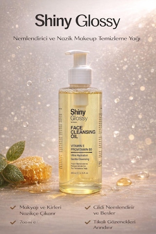Shiny Glossy Shiny Glossy Yüz Temizleme Yağı 200 ML + Aha-Bha Peeling Etkili Serum 30 ML