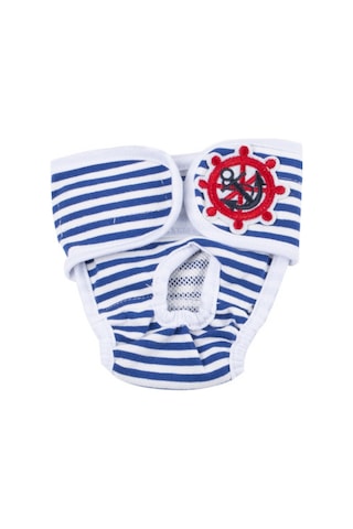 Pet Fizyolojik Pantolon Dişi Köpek Fizyolojik Dönem Hijyen Pantolonu, Boyut: L Mavi Beyaz Çizgili