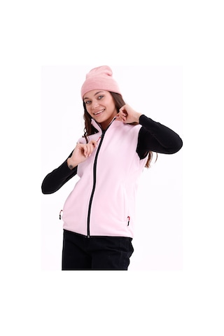 Monox Kadın Slim Fit Tam Fermuarlı Polar Yelek Pembe