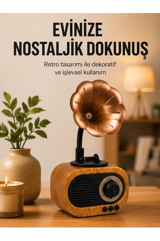 Northcity Retro Tasarımlı Mini Bluetooth Hoparlör Ve Fm Radyo - 5w Güçlü Ses, 1200mah Batarya Ve Çoklu Medya Desteği