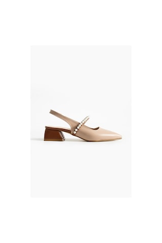 Duxal Shoes Lucia Kadın İnci Detaylı Şık Babet - Topuklu Ayakkabı Bej