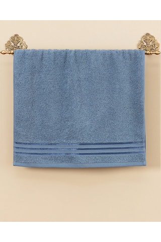 Madame Coco Maynor Bordürü Floşlu Yüz Havlusu Mavi