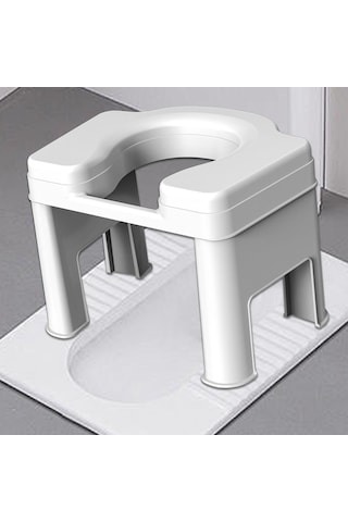 Suntek Tuvalet Taburesi Taşınabilir Kaymaz Kompakt 26,5cm-beyaz