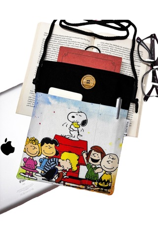 Askılı - Kitap/tablet/ebook Çantası Çıkarılabilir Askı Snoopy Siyah