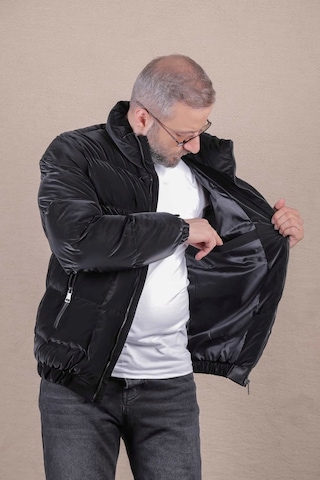 Ohepmoda Dik Yaka Nova Soft Kumaş Erkek Şişme Mont Siyah