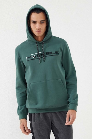 Tommy Life Yeşil Kanguru Cep Standart Kalıp Kapüşonlu Erkek Sweatshirt - 87883 Yeşil