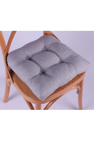 Altınpamuk Altınpamuk Lina Pofidik Gri Sandalye Minderi Özel Dikişli Bağcıkl