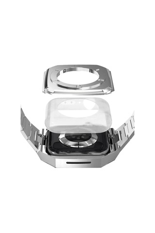 Apple Watch 44mm Uyumlu Metal Petek Kasalı Kordon - Siyah
