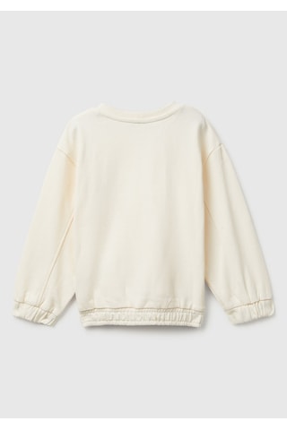 Benetton Kız Bebek Ekru Kalpli Sweatshırt Ekru