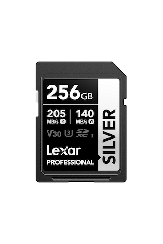 Lexar Silver 256 Gb U3 V30 4k Sd Hafıza Kartı 205 Mb/s