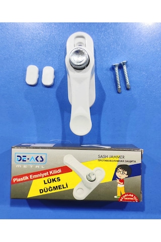 Pvc Kapı Pencere Pimapen Çocuk Emniyet Düğmeli Kilit Güvenlik Mandalı Plastik Beyaz 1 Adet