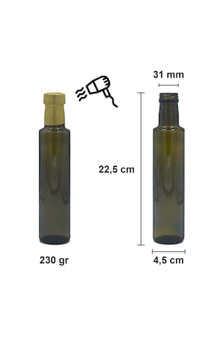 Afracam Dorika Yeşil 250 ML Cam Şişe Kapak Kapüşon 40 Adet