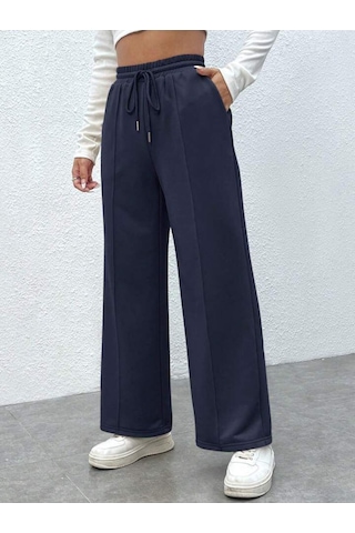 Kallima Lacivert Çimalı Yüksekbel Bol Paça Mevsimlik Eşofman Altı Lacivert