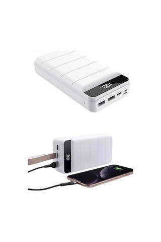 50.000 Mah Powerbank Turbo Hızlı Led Göstergeli Android İos Uyumlu Taşınabilir Askılı