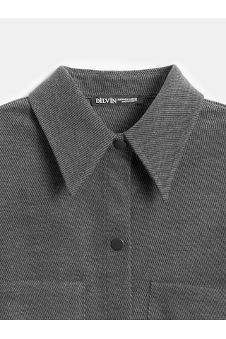 Dilvin 50537 Örme Oversize Gömlek-gri Gri
