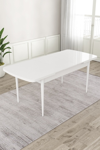 Canisa Exve Serisi 80x132 Açılabilir Beyaz Masa Takımı Ve 6 Cappucino Sandalye Masa Beyaz Sandalyeler Cappucıno