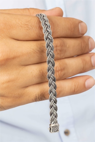 Örgü Model Gümüş Erkek Bileklik