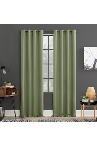 Sun Zero Soho 2'li Paket Enerji Verimli Karartma Halkalı Perde Panel Çifti, 137 Cm X 274 Cm, Adaçayı Yeşili 50 x 22