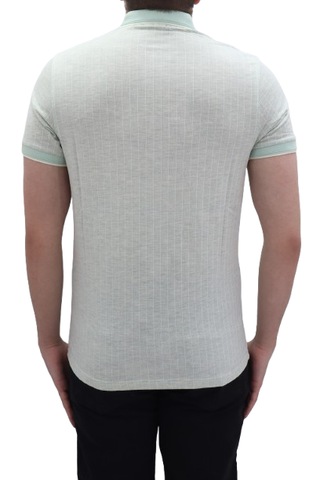 Santa Dmctekstil Erkek Kavis-108 Çizgili Spor Kesim Dar Kalıp Cepsiz Polo Yaka T-shirt Yeşil