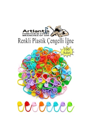 Plastik Çengelli İğne 100 Lü 1 Paket Örgü Ayracı Renkli Oval Çengelli İğne Klips İlmek Sabitleyici Belirleyici İp Tutucu