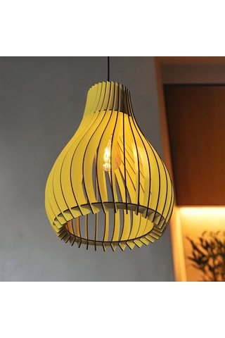 Vialux Modern Ahşap Bohem Rustik Avize Tekli Sarkıt Lamba Sarı SARI