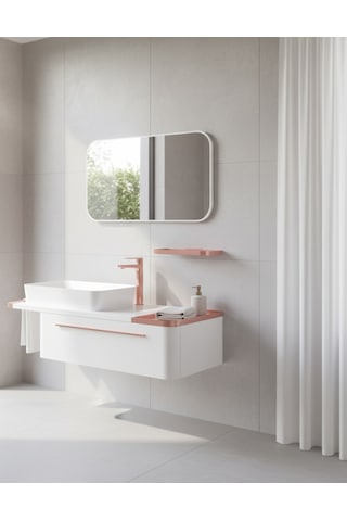 Creavit Angel Lavabo Dolabı 120 Cm Beyaz Bakır Ve Led Ayna Beyaz